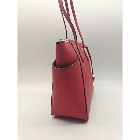 MICHAEL KORS Marilyn saffiano leather women's medium tote bag purse -CRIMSON/RED - Picture 6 of 11